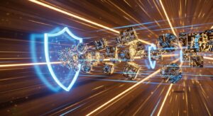 Conceptual 3D render of Anti-Freeze 9.8 technology stabilizing streaming data.